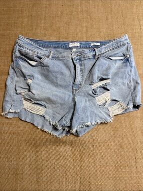 sofia by sofia vergara Light Denim Distressed Jean Shorts